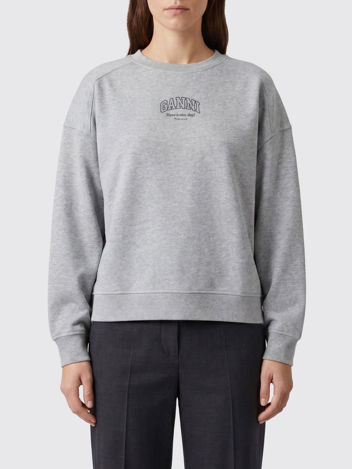 GANNI Relaxed Fit Cotton Jumper with Dropped Shoulders　GANNI ドロップショルダー リラックスフィット コットン ジャンパー GANNI