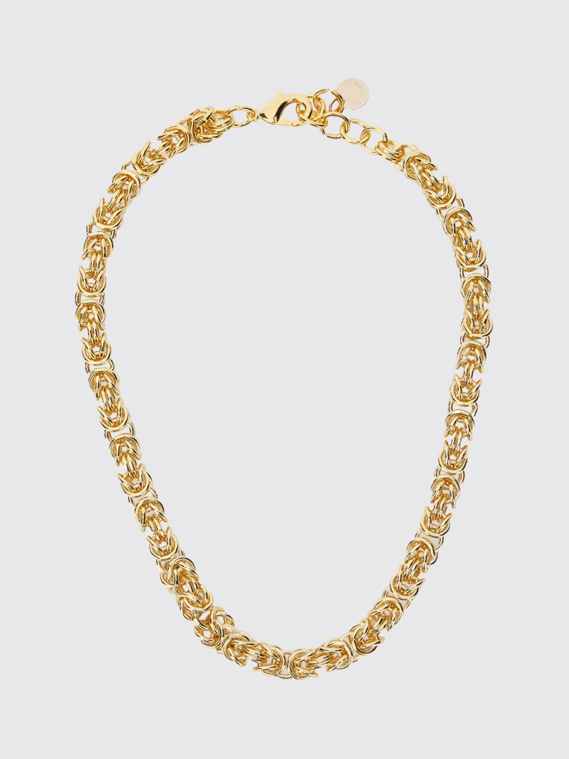 SEMICOUTURE Collana girocollo in ottone color acciaio con logo inciso