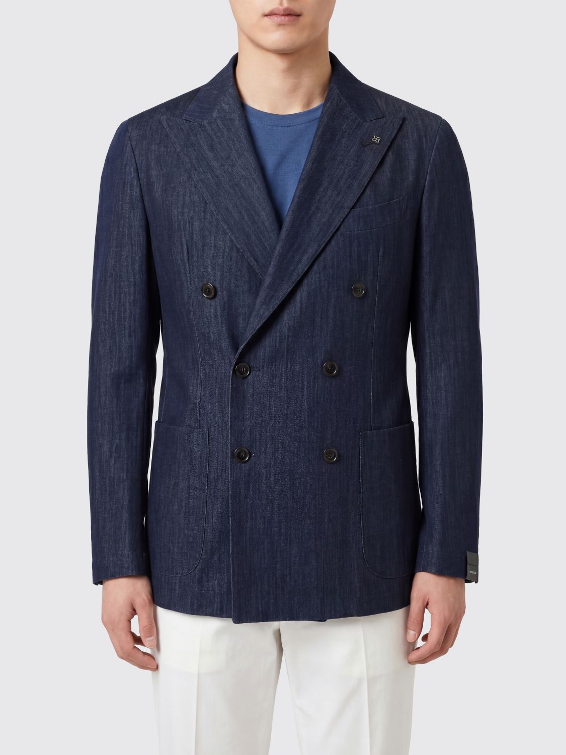 TAGLIATORE Blazer doppiopetto in cotone con rever classico e spacco posteriore