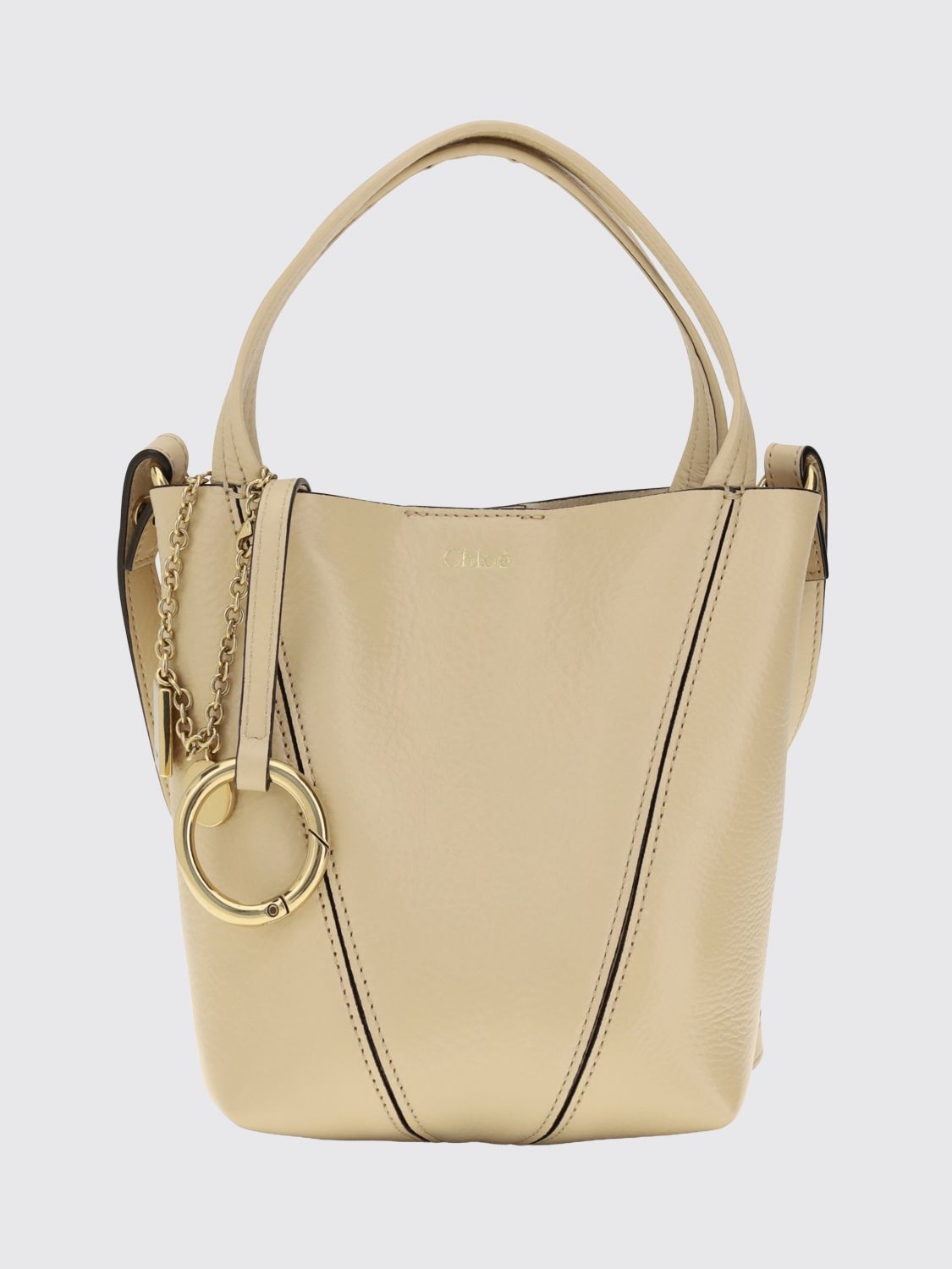 CHLOÉ Spin Mini Grained Calfskin Handbag with Ring Detail