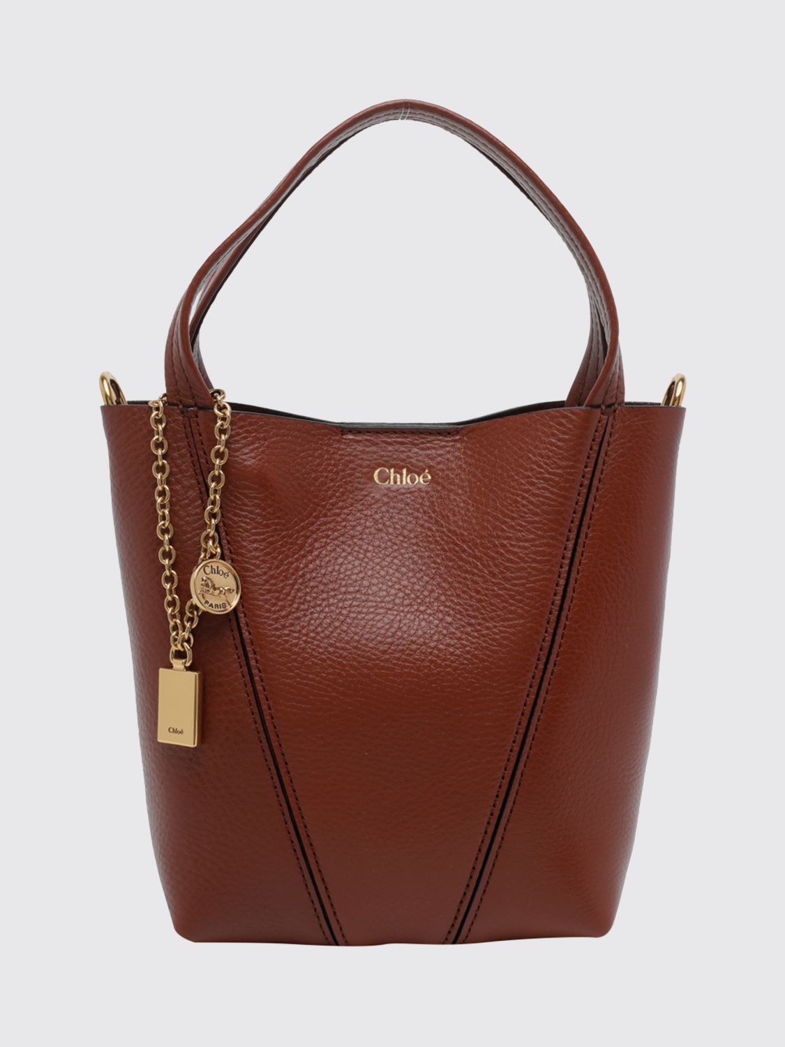 CHLOÉ Spin Mini Grained Calfskin Handbag with Ring Detail