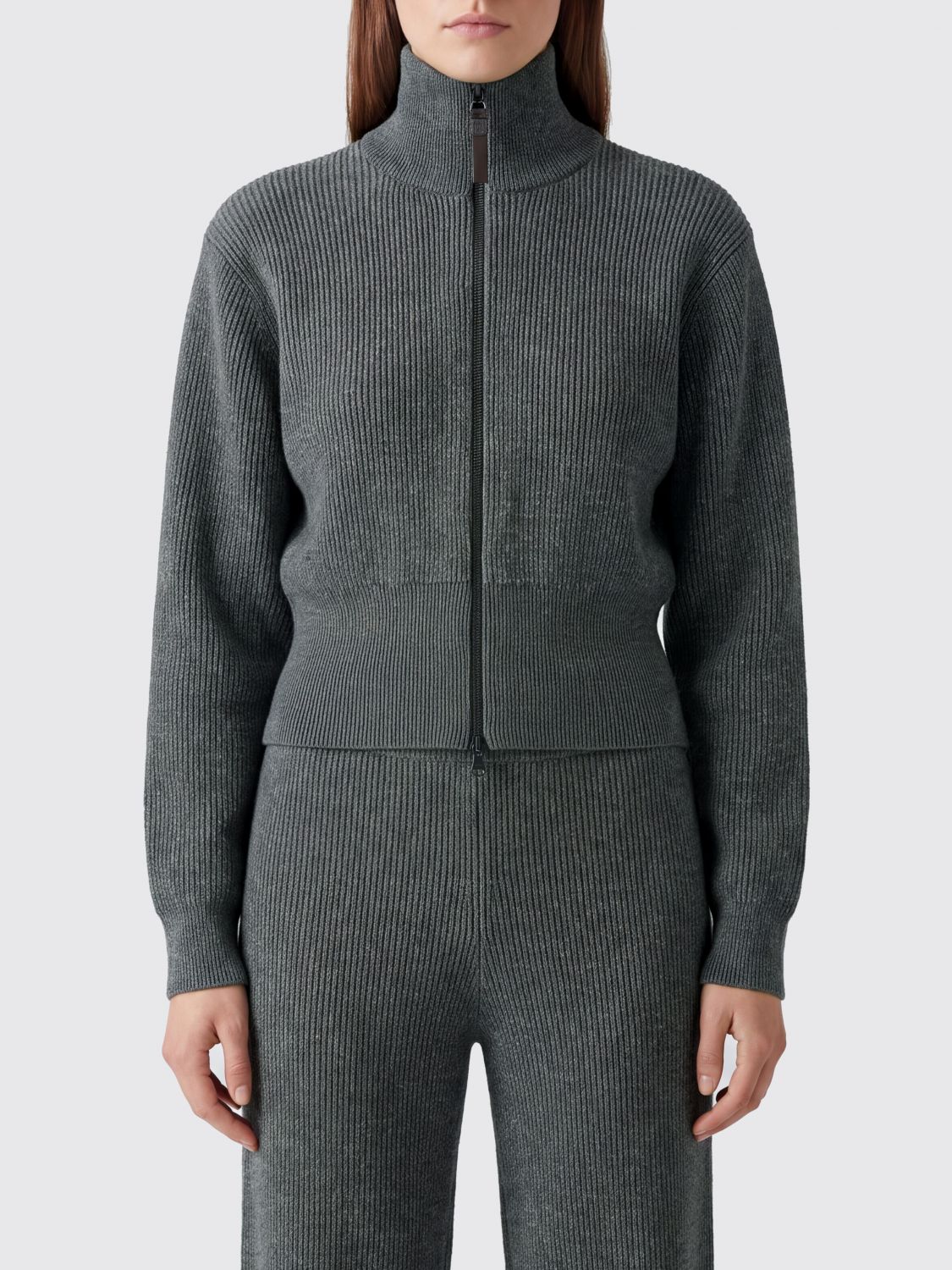 BRUNELLO CUCINELLI Cardigan in cashmere con collo alto e chiusura a zip