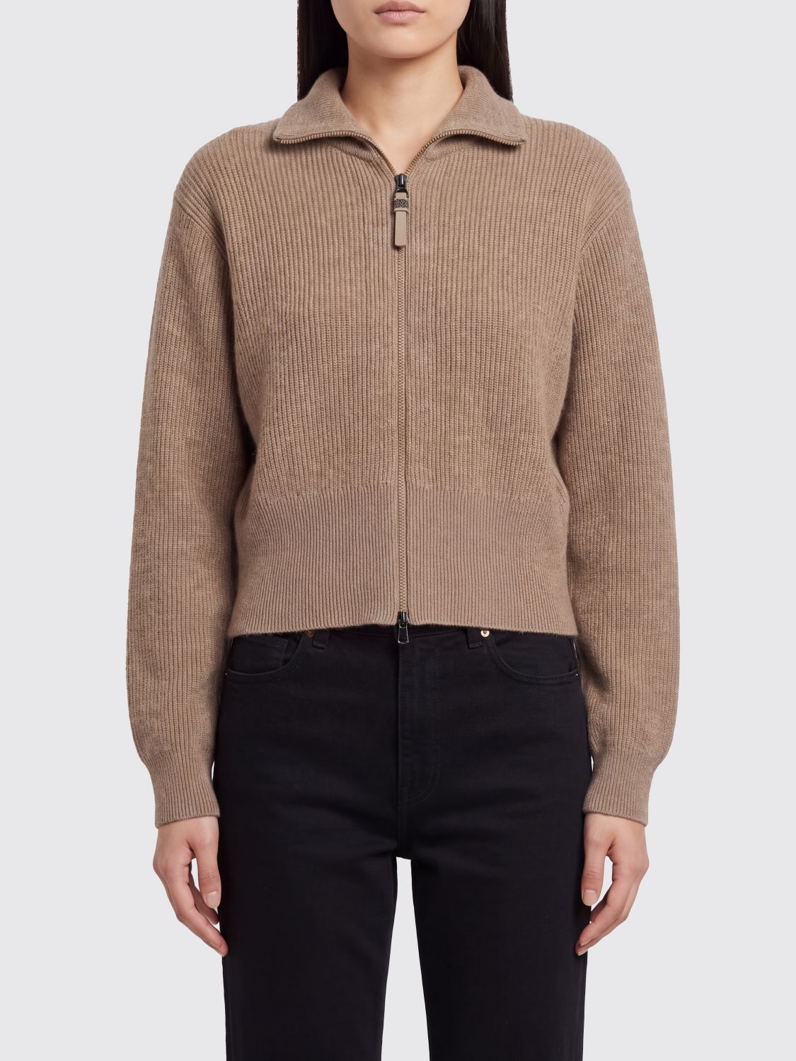 BRUNELLO CUCINELLI High Neck Cashmere Cardigan with Zip Closure