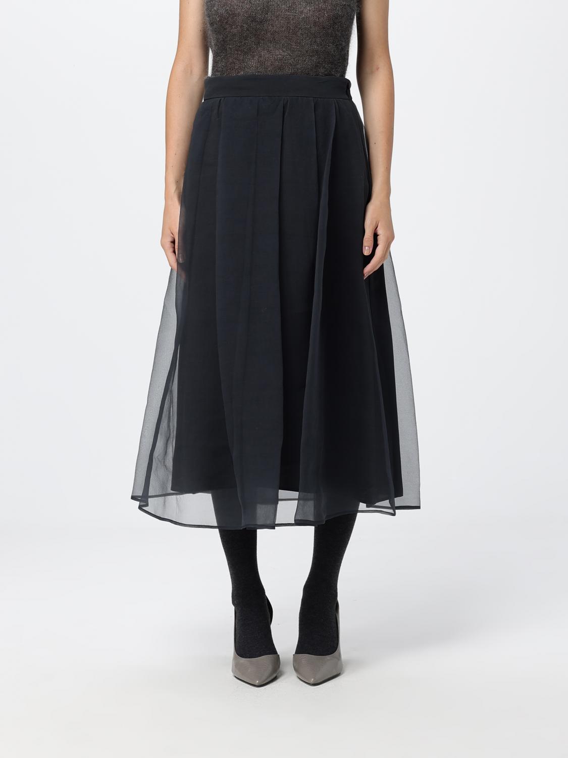 BRUNELLO CUCINELLI High-Waisted Silk Full Midi Skirt