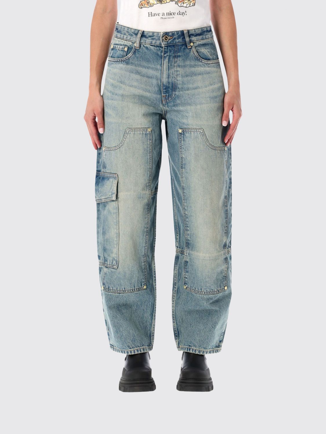 GANNI Audri High-Waist Baggy-Cargo-Jeans aus Bio-Baumwoll-Denim
