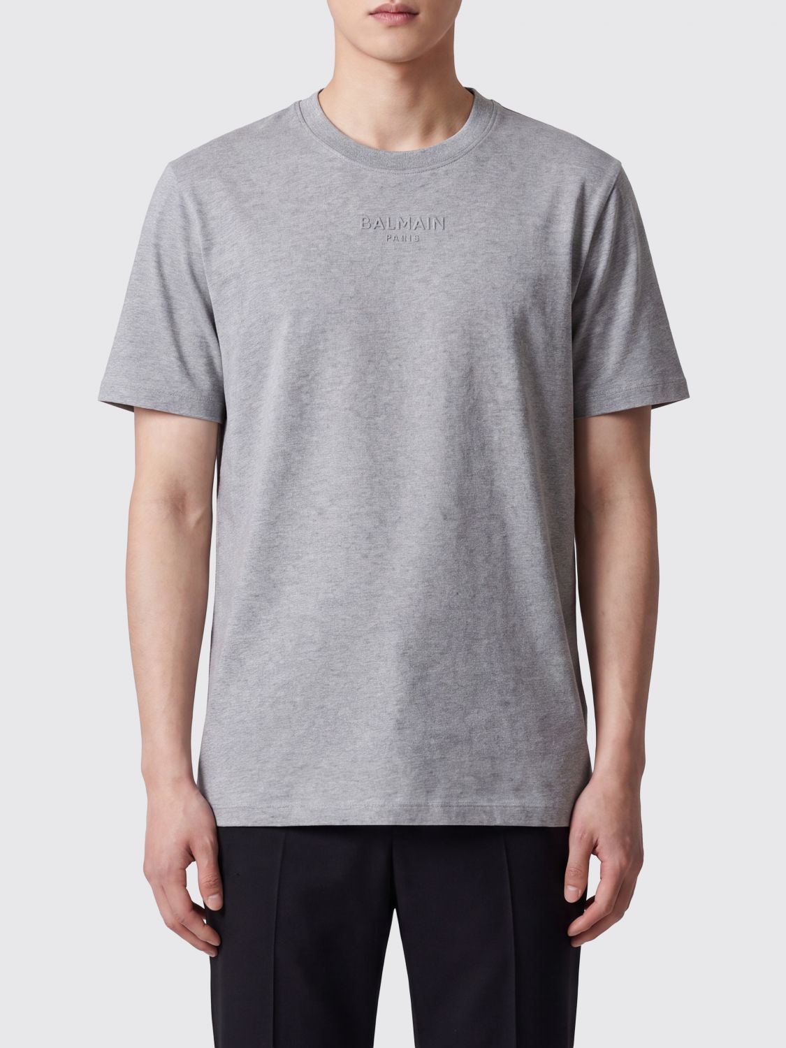 BALMAIN Basic Design Crewneck Short-Sleeve Cotton T-Shirt