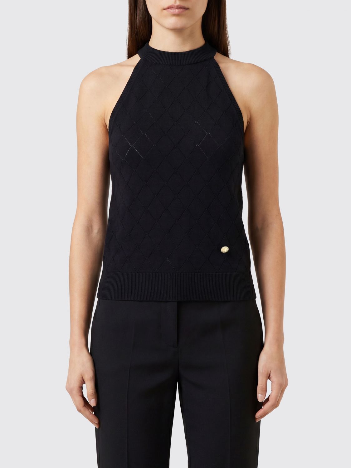 BALMAIN Halter Neck Knitted Top in Pure Merino Wool