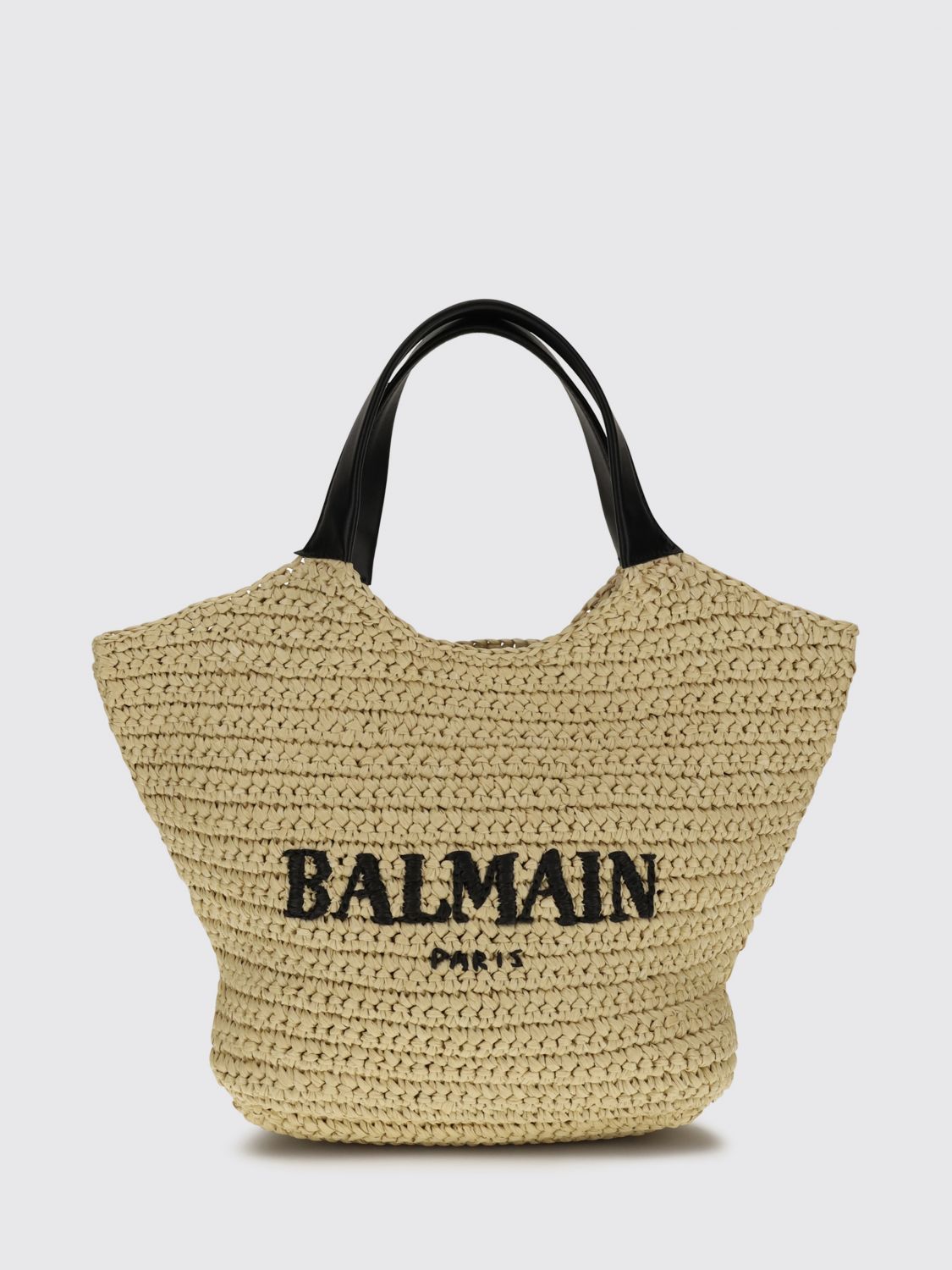 BALMAIN Tote bag in viscosa con logo a contrasto e doppi manici