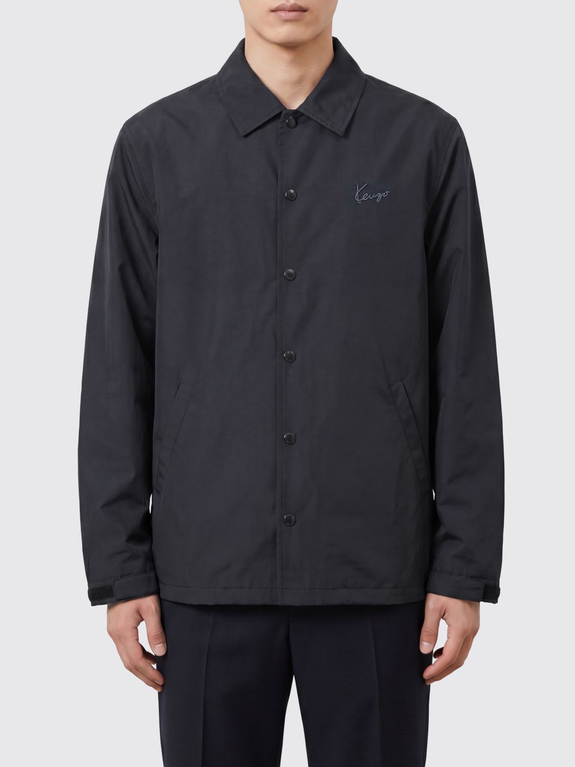 KENZO Waterproof Technical Fabric Shirt Jacket with Logo