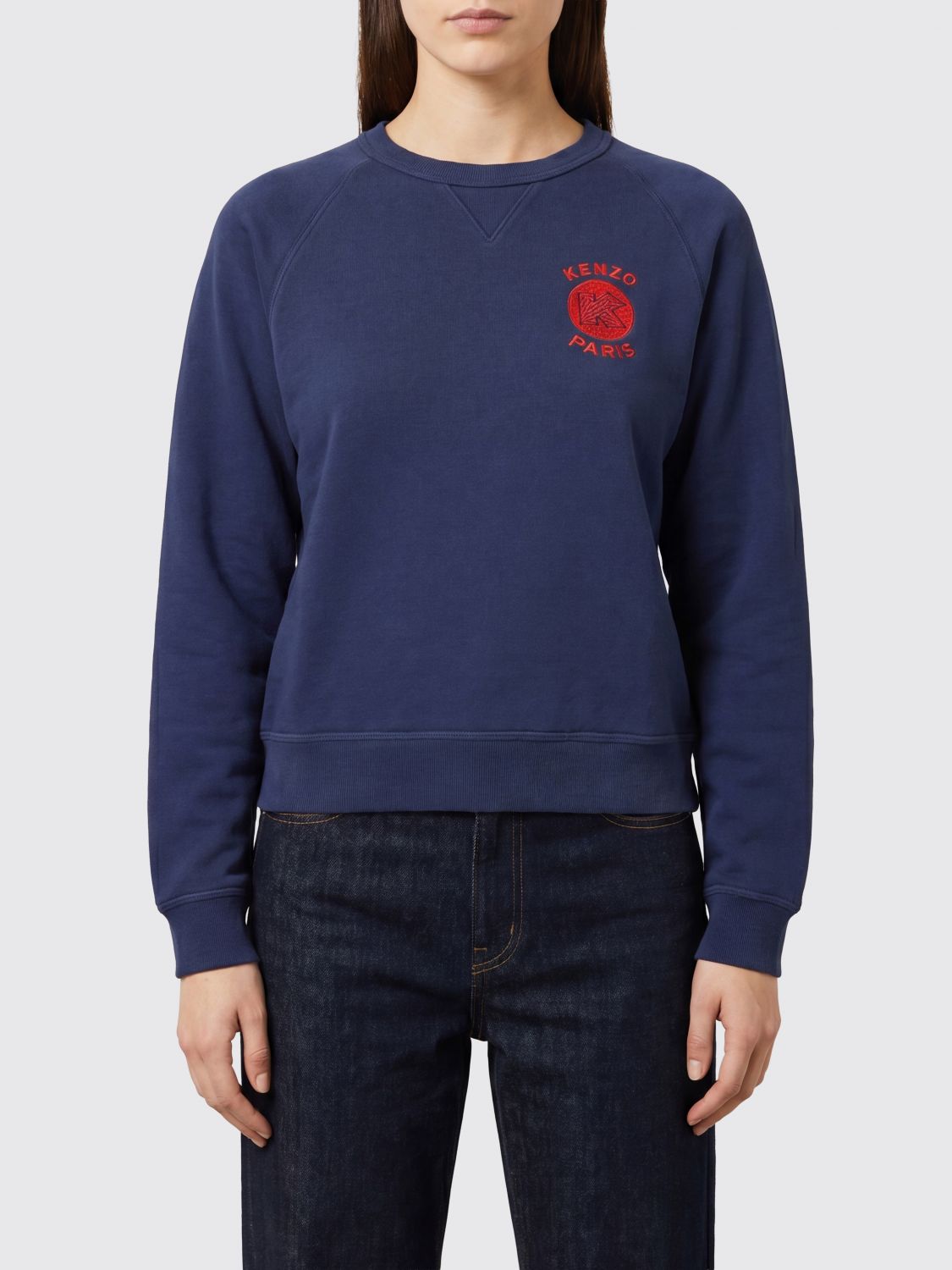 KENZO Relaxed Fit Crewneck Cotton Sweatshirt with Contrast Logo