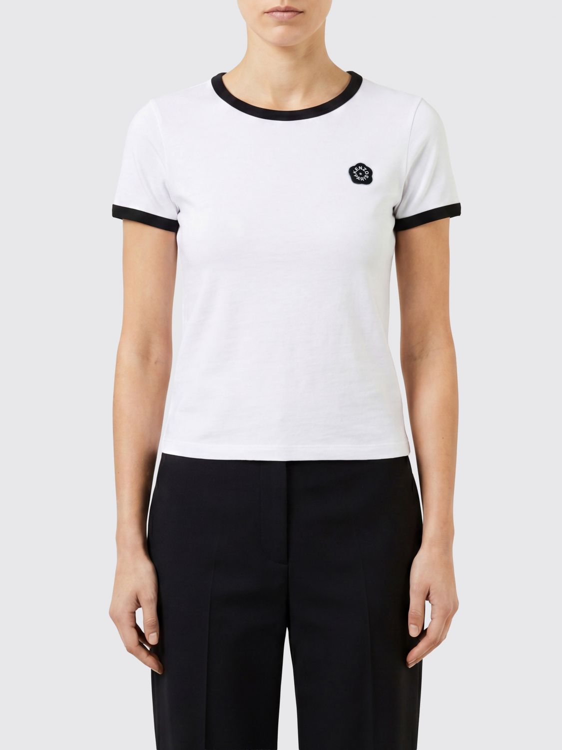 KENZO Slim Fit Logo Cotton T-Shirt with Contrast Trims　KENZO スリム フィット ロゴ コットン T シャツ、コントラスト トリム付き KENZO