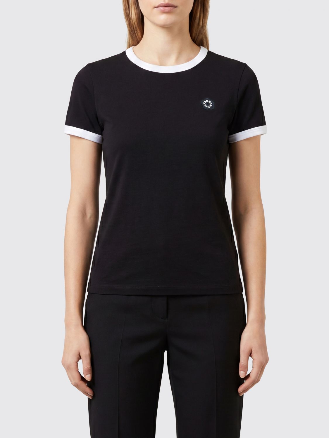 KENZO Slim Fit Logo Cotton T-Shirt with Contrast Trims