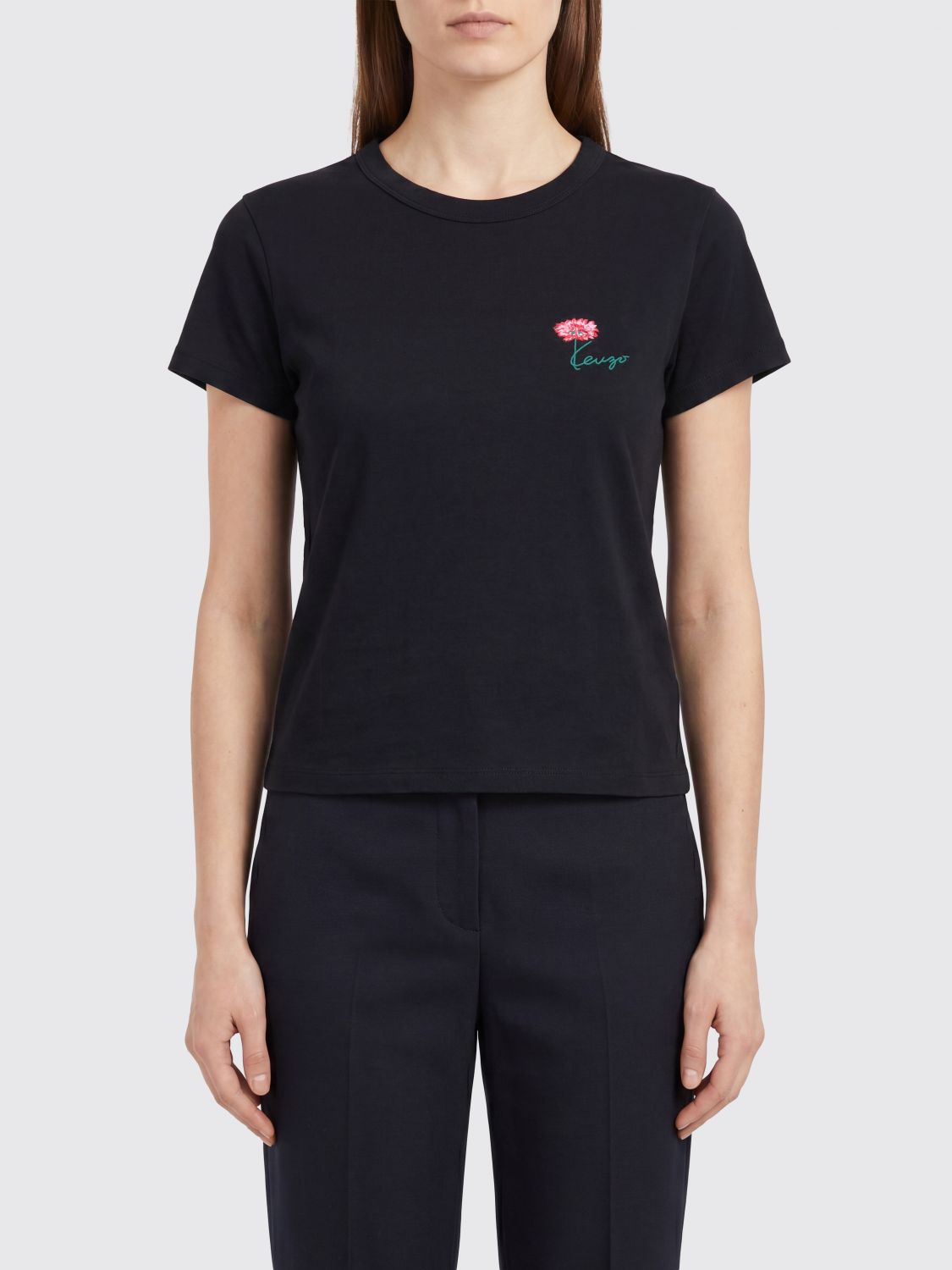 KENZO Slim Fit Contrasting Logo Cotton T-Shirt