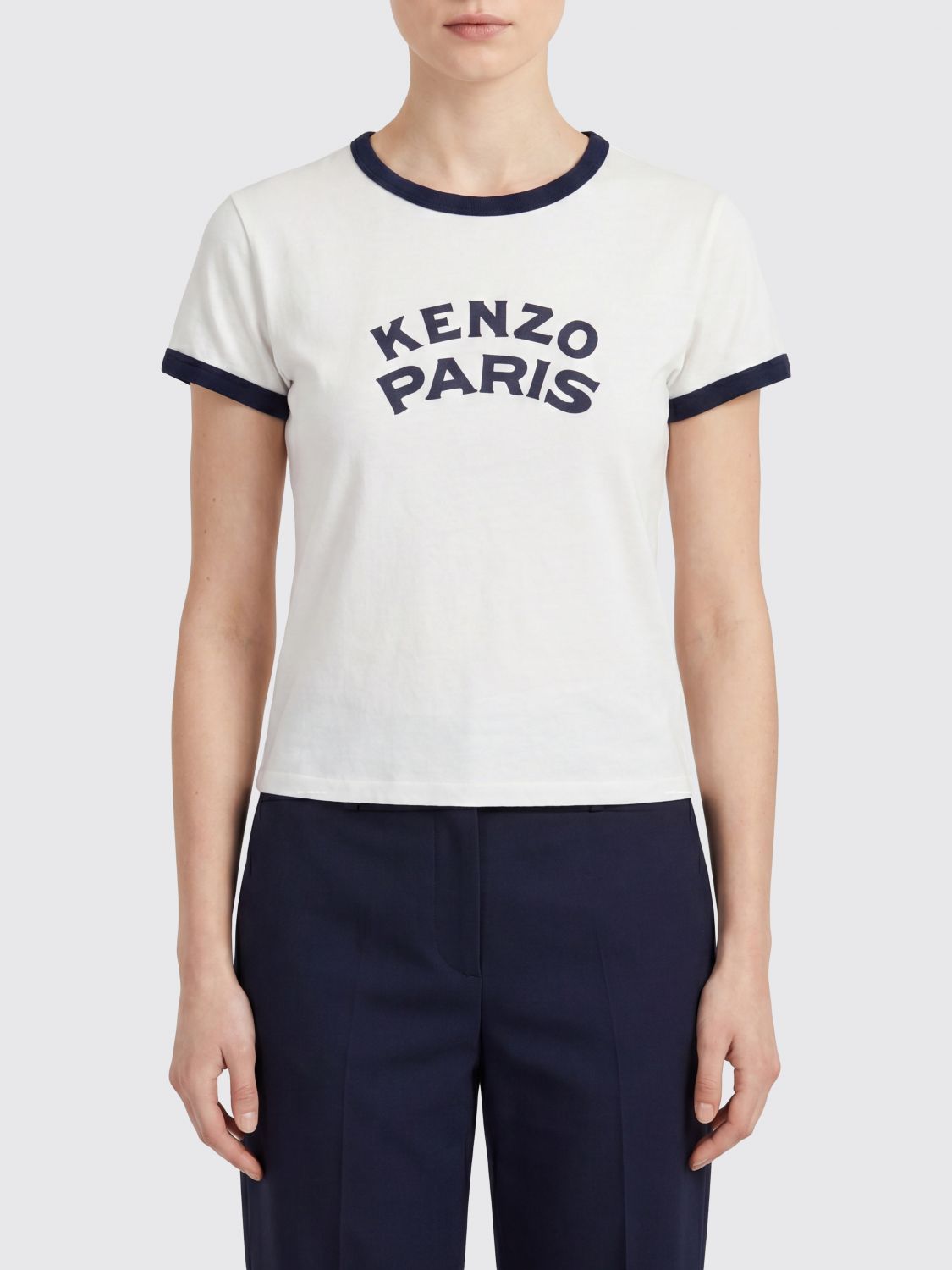 KENZO Slim Fit Logo Cotton T-Shirt with Contrast Trims