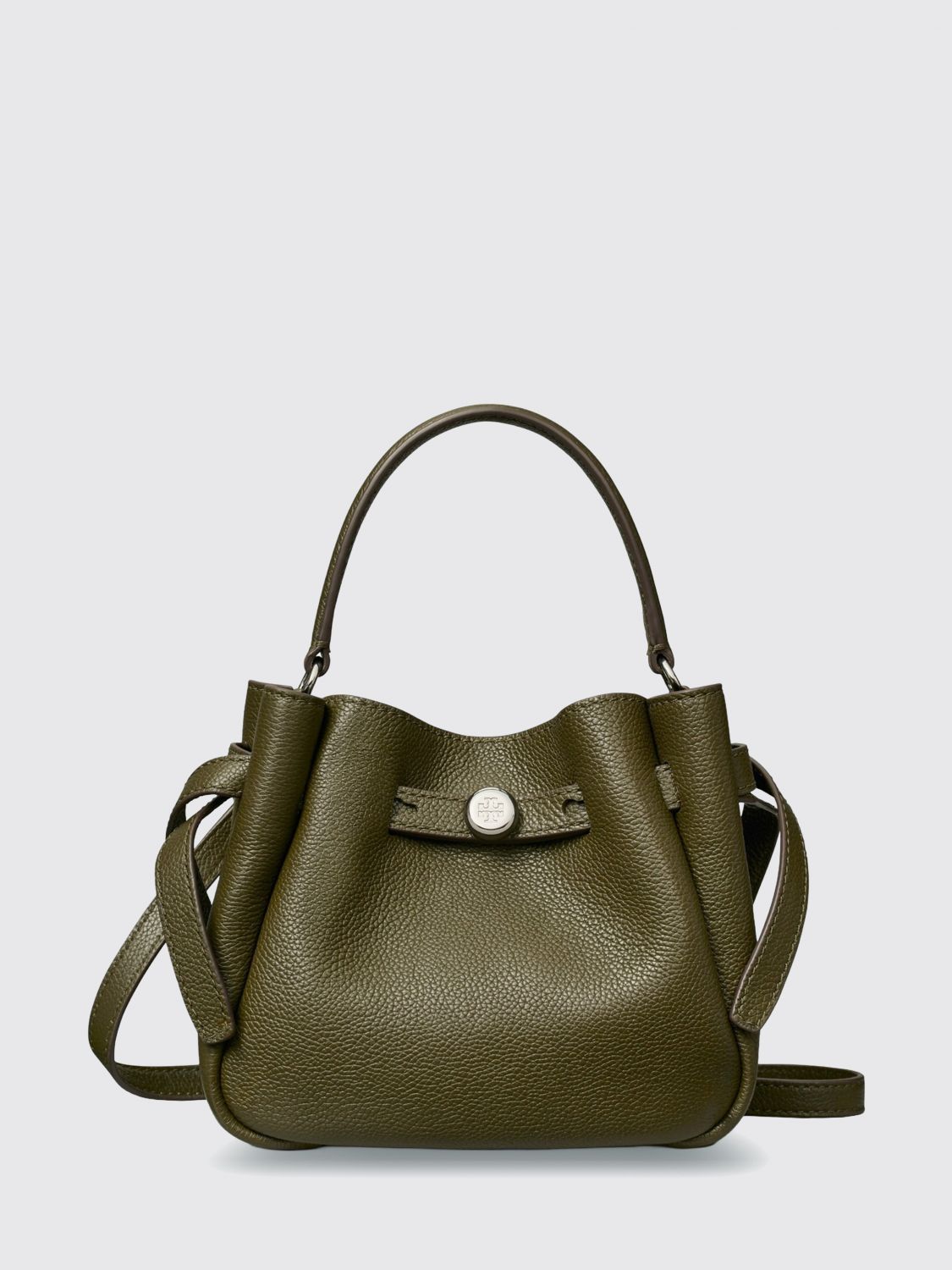 TORY BURCH Romy Mini Grained Leather Bucket Bag with Double T Logo