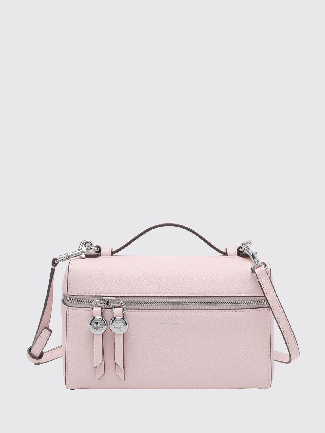 TORY BURCH Borsa a mano mini Romy in pelle a grana con doppia zip