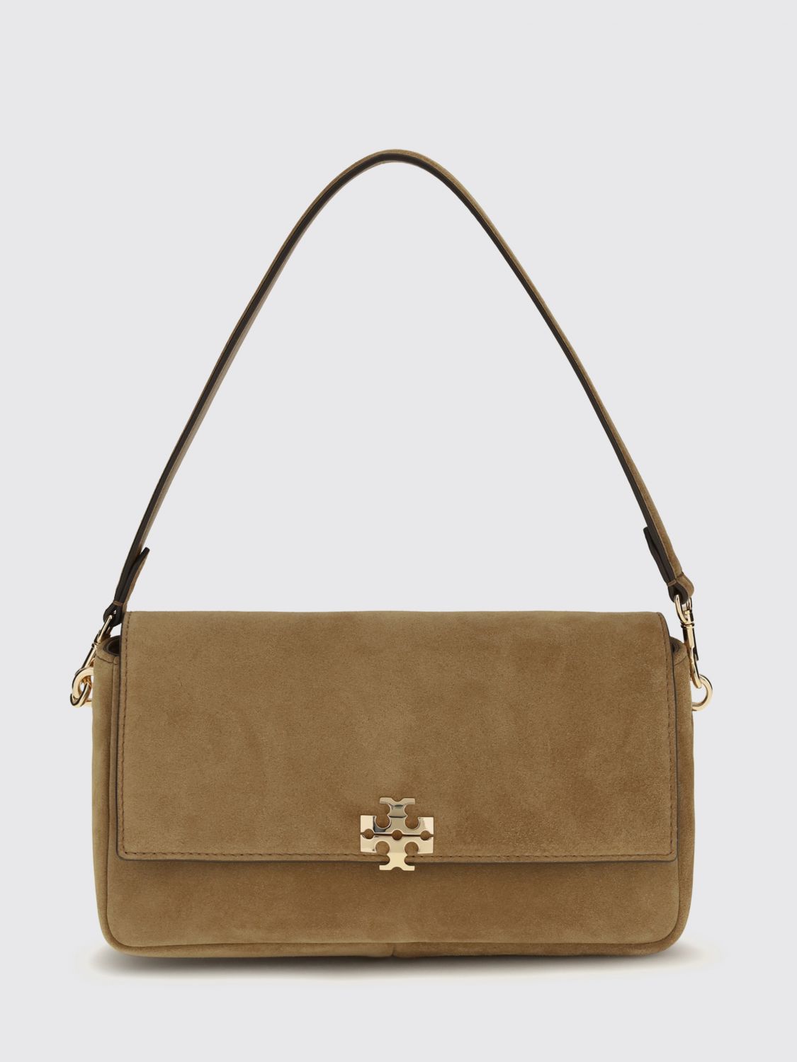 TORY BURCH Borsa a spalla mini Charlie in pelle scamosciata con logo Double T
