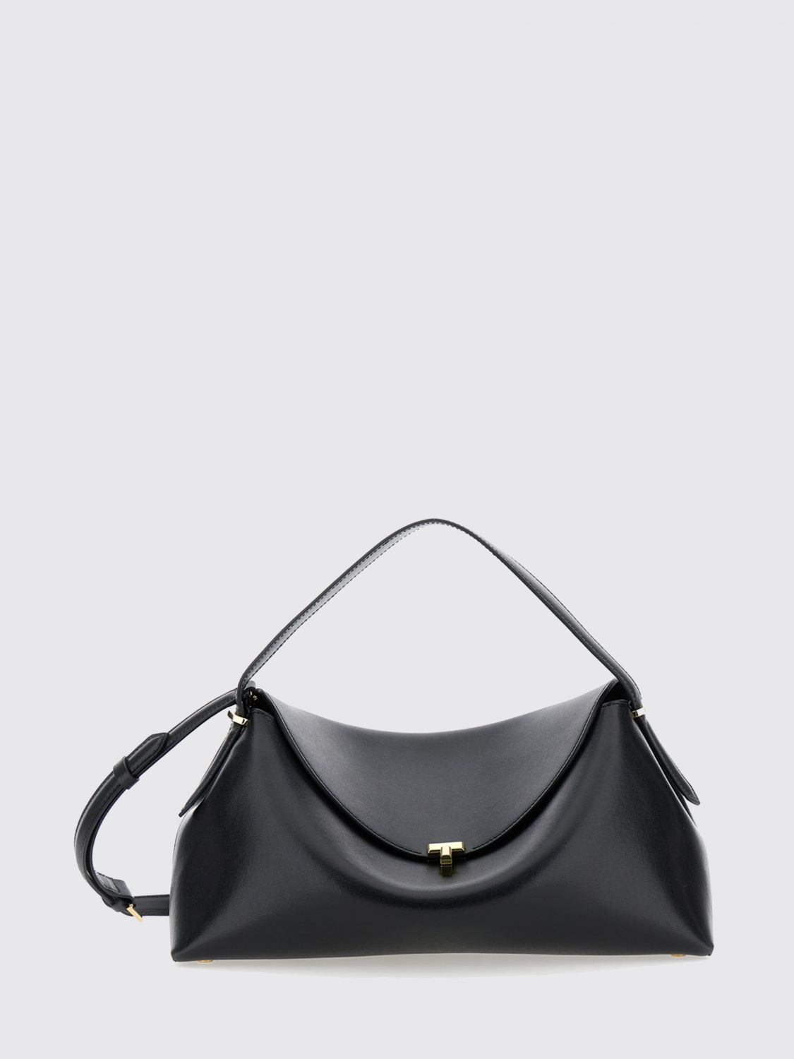 TOTEME T-Lock Smooth Leather Handbag with Metal Clasp and Shoulder Strap
