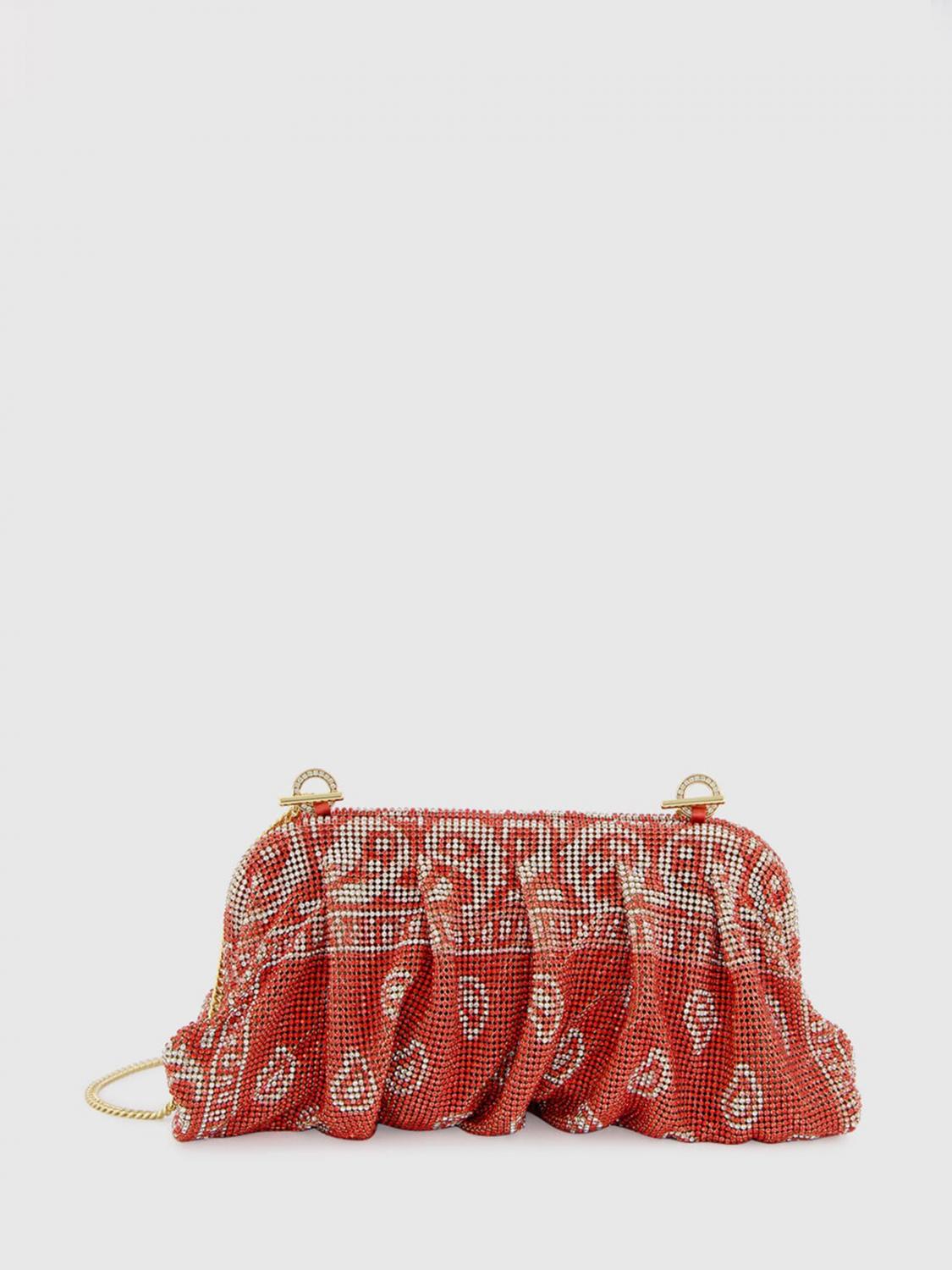 BENEDETTA BRUZZICHES Gedrapte Venus Clutch mit Kristallen und Schulterriemen von