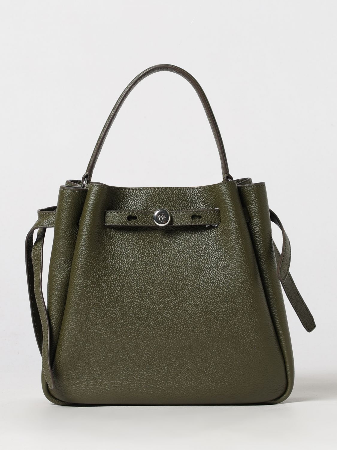 TORY BURCH Romy Mini Handbag in Pebbled Leather with a Flared Shape