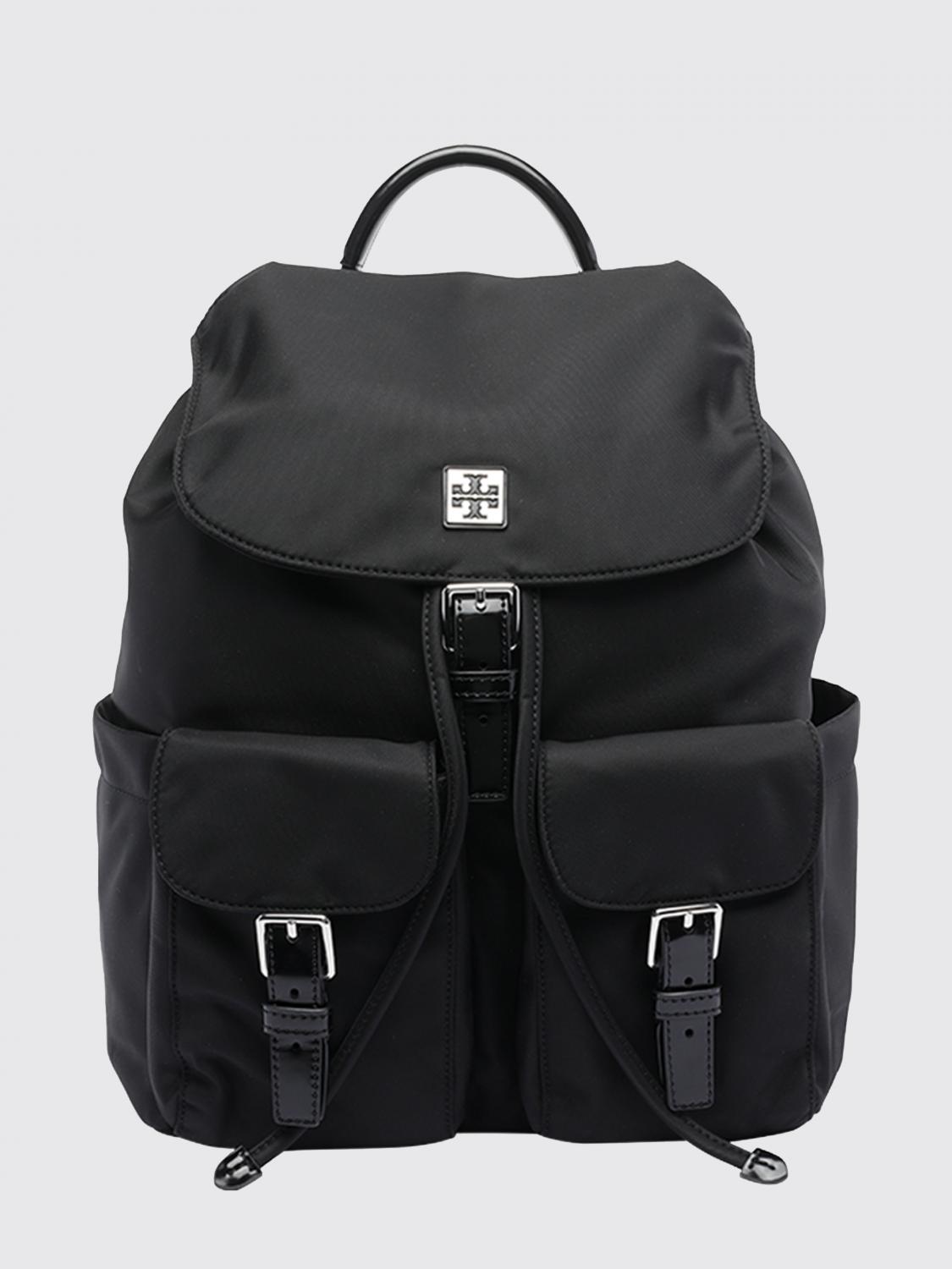 TORY BURCH Virginia Recycled Nylon Backpack with Drawstring and Flap Closure