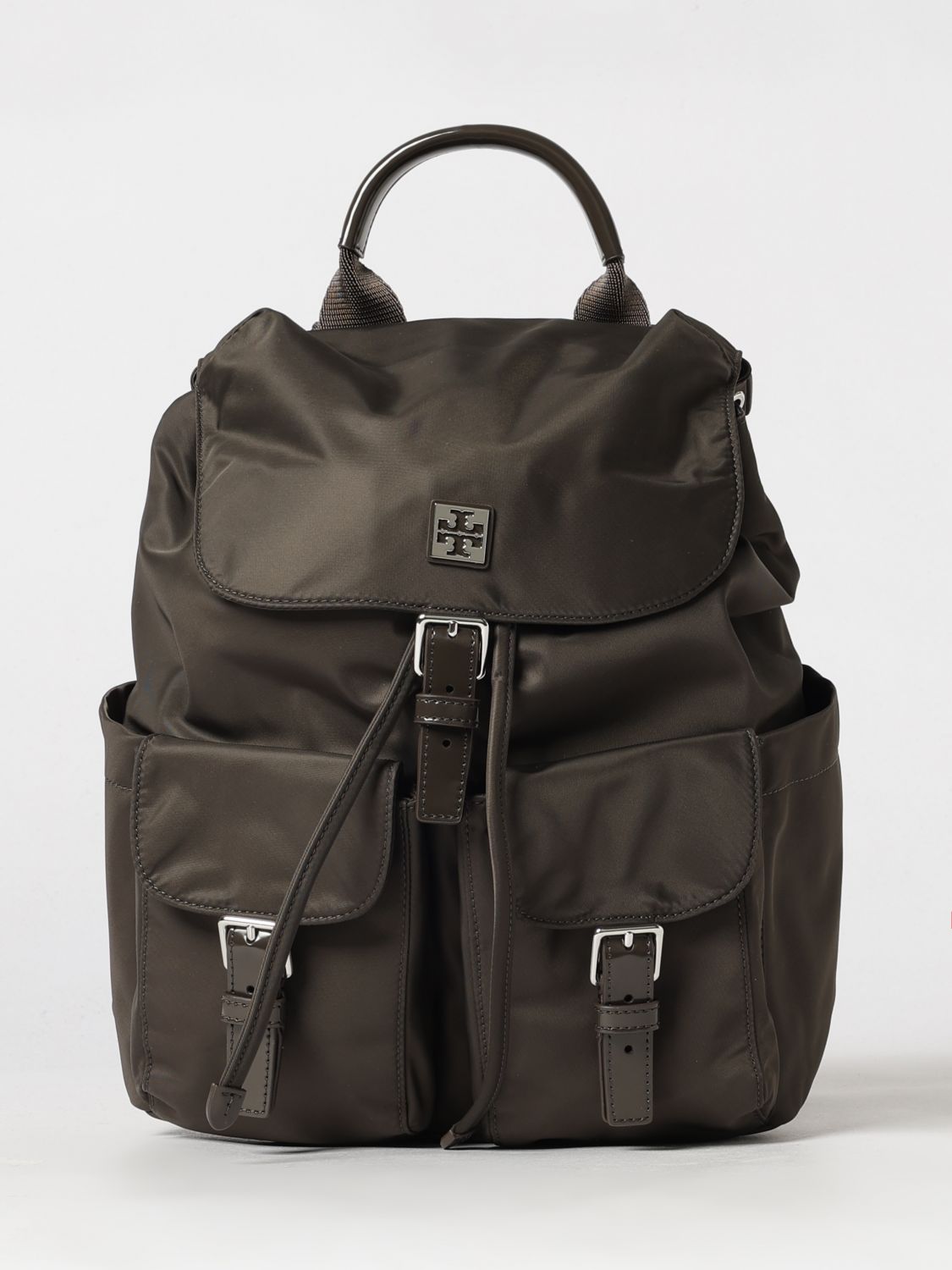 TORY BURCH Virginia Recycled Nylon Backpack with Drawstring and Flap Closure