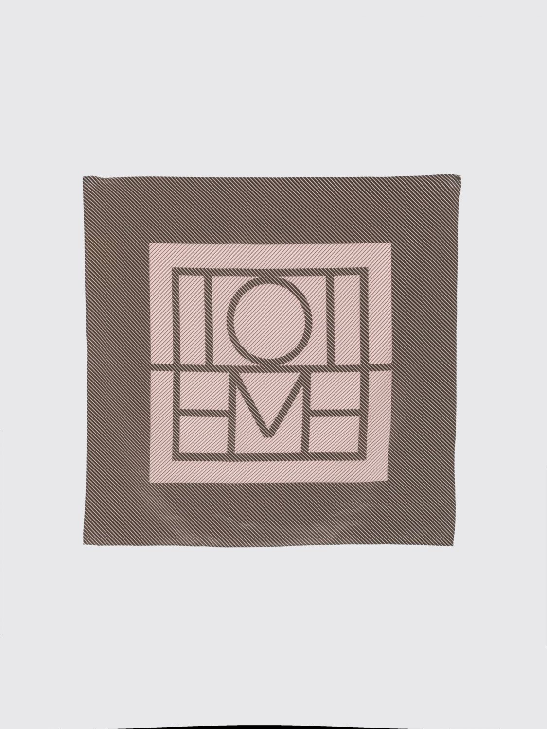 TOTEME Square Silk Scarf with a Central Contrasting Logo Print