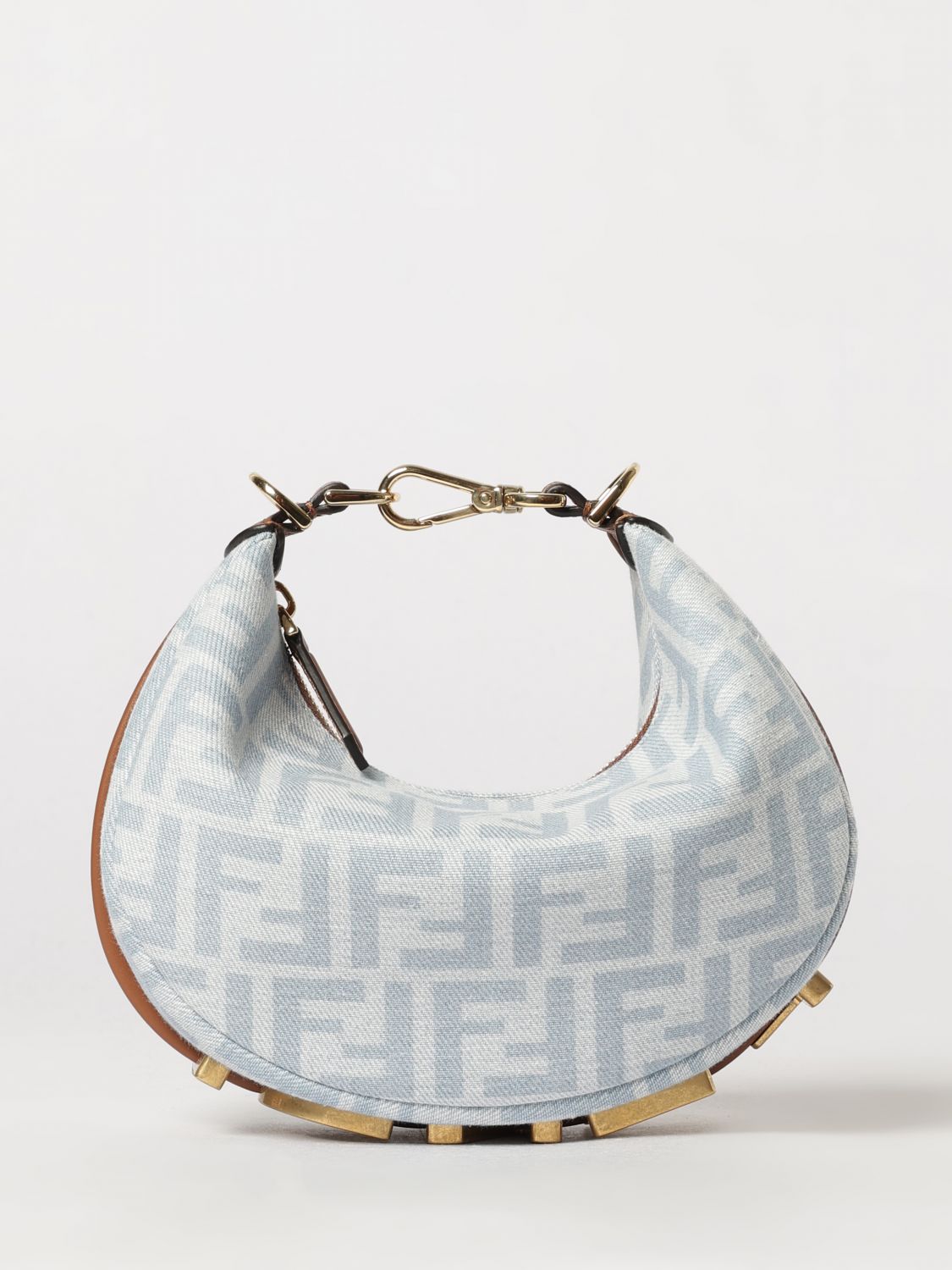 FENDI graphy Mini-Tasche aus Denim mit Jacquard-FF-Monogramm