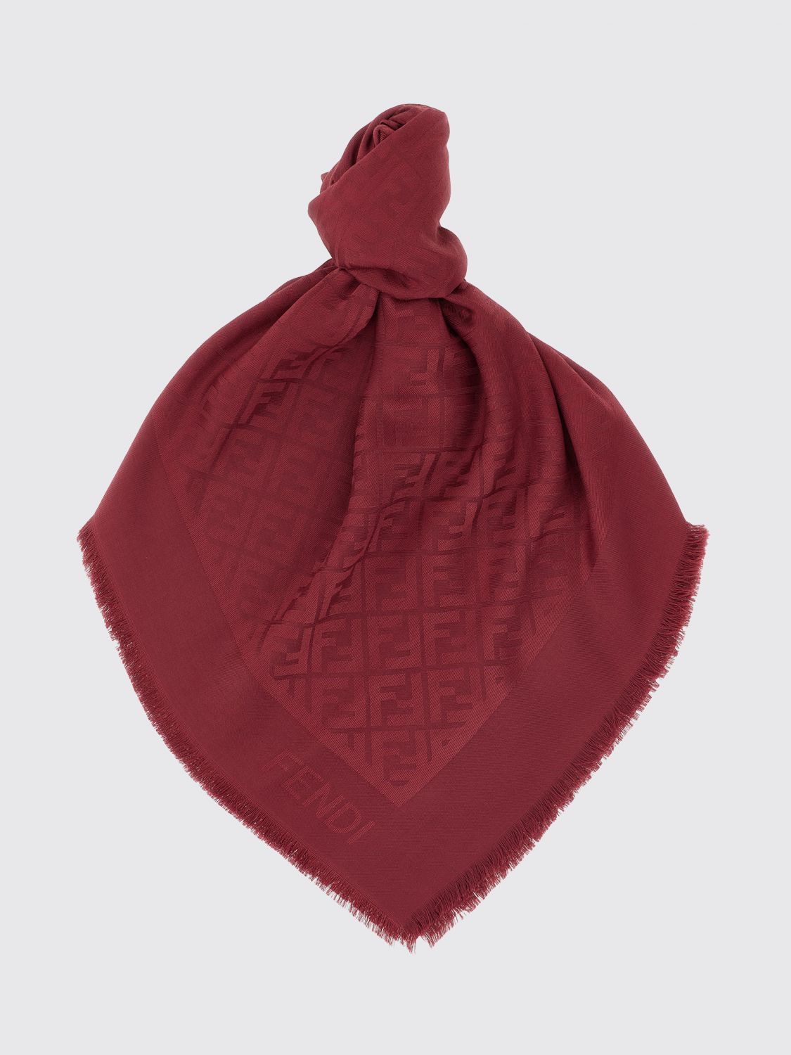 FENDI Woll- und Seidenschal mit FF-Jacquardmuster und Fransen