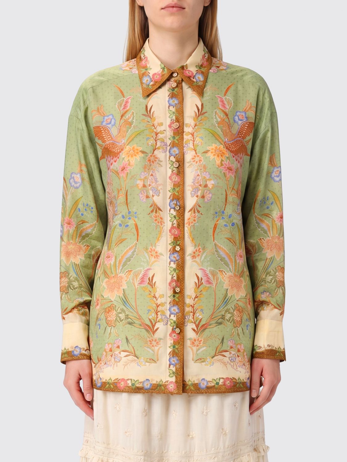 ZIMMERMANN Camicia in seta con stampa floreale e maniche lunghe