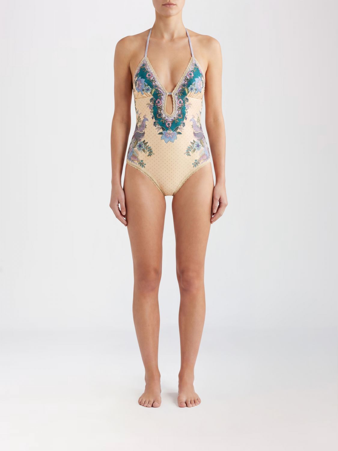 ZIMMERMANN Costume intero a stampa floreale con scollo all'americana