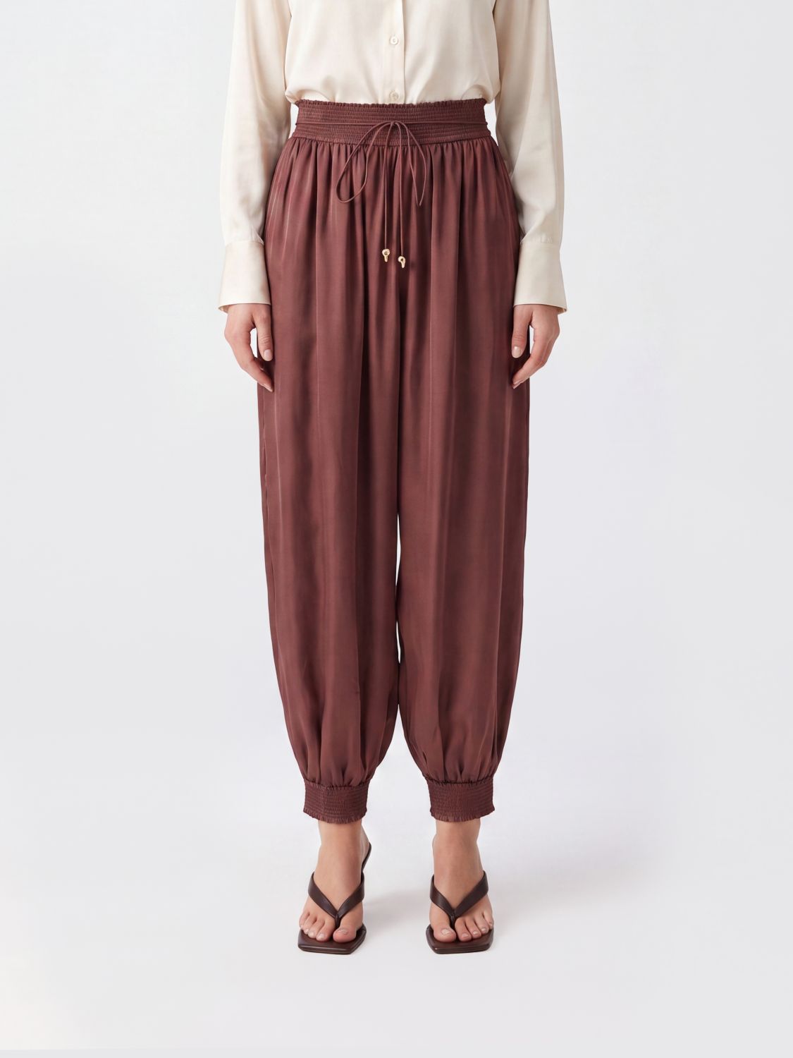 ZIMMERMANN Aster High-Waisted Wide-Leg Silk Trousers