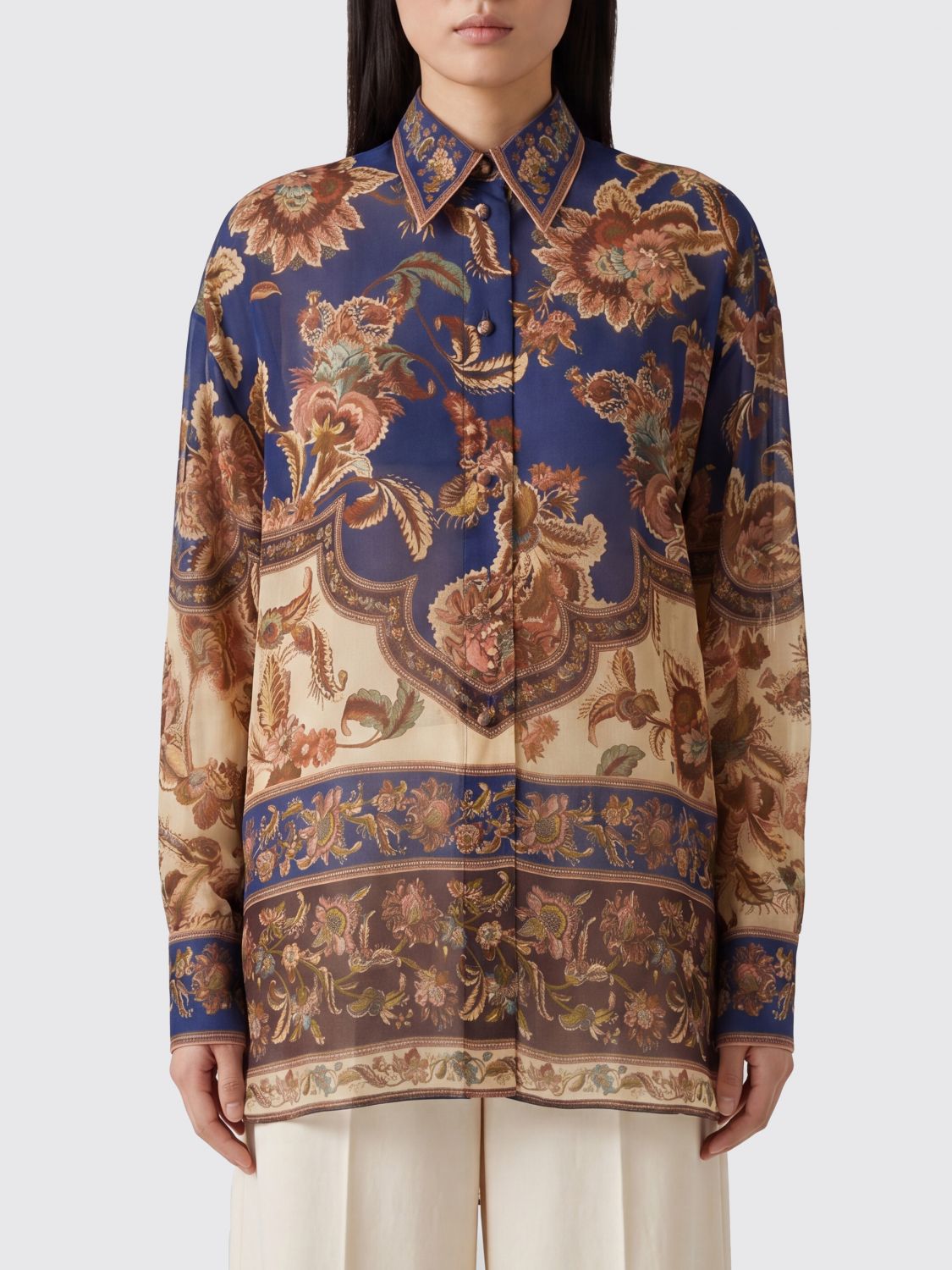 ZIMMERMANN Camicia Aster relaxed fit in seta con stampa etnica