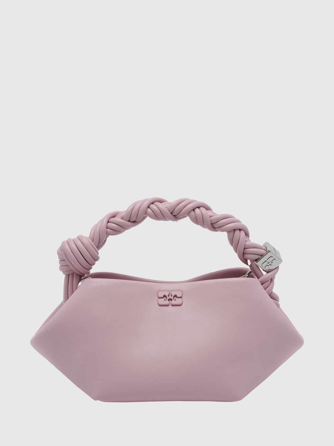 GANNI Mini Recycled Leather Handbag with Butterfly Logo and Braided Handle　GANNI バタフライロゴと編み込みハンドル付きミニリサイクルレザーハンドバッグ GANNI