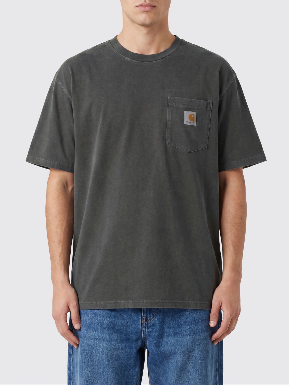 CARHARTT WIP T-shirt in cotone con tasca a toppa e logo a contrasto