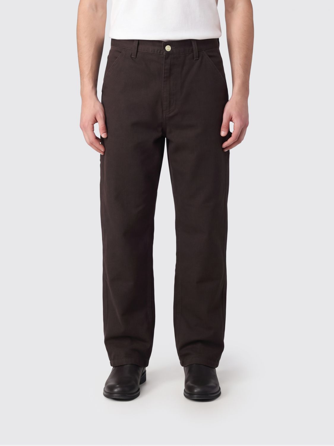 CARHARTT WIP Pantaloni Single Knee in cotone con gamba larga e logo