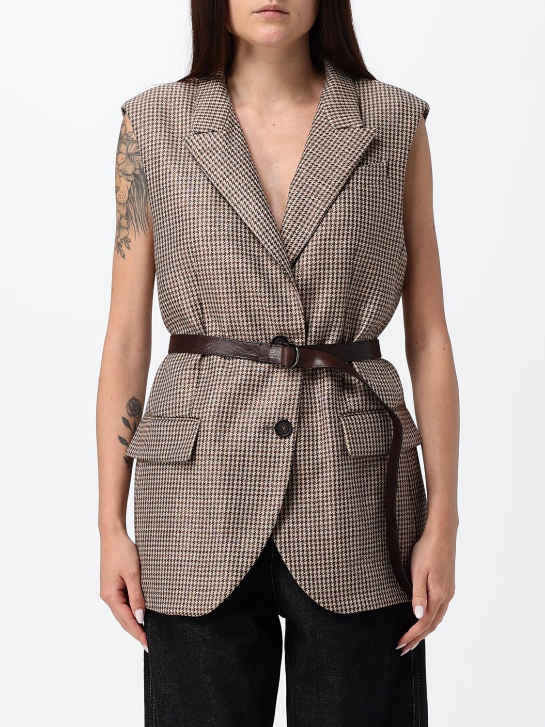 BRUNELLO CUCINELLI Gilet sartoriale in lana vergine pied-de-poule monopetto