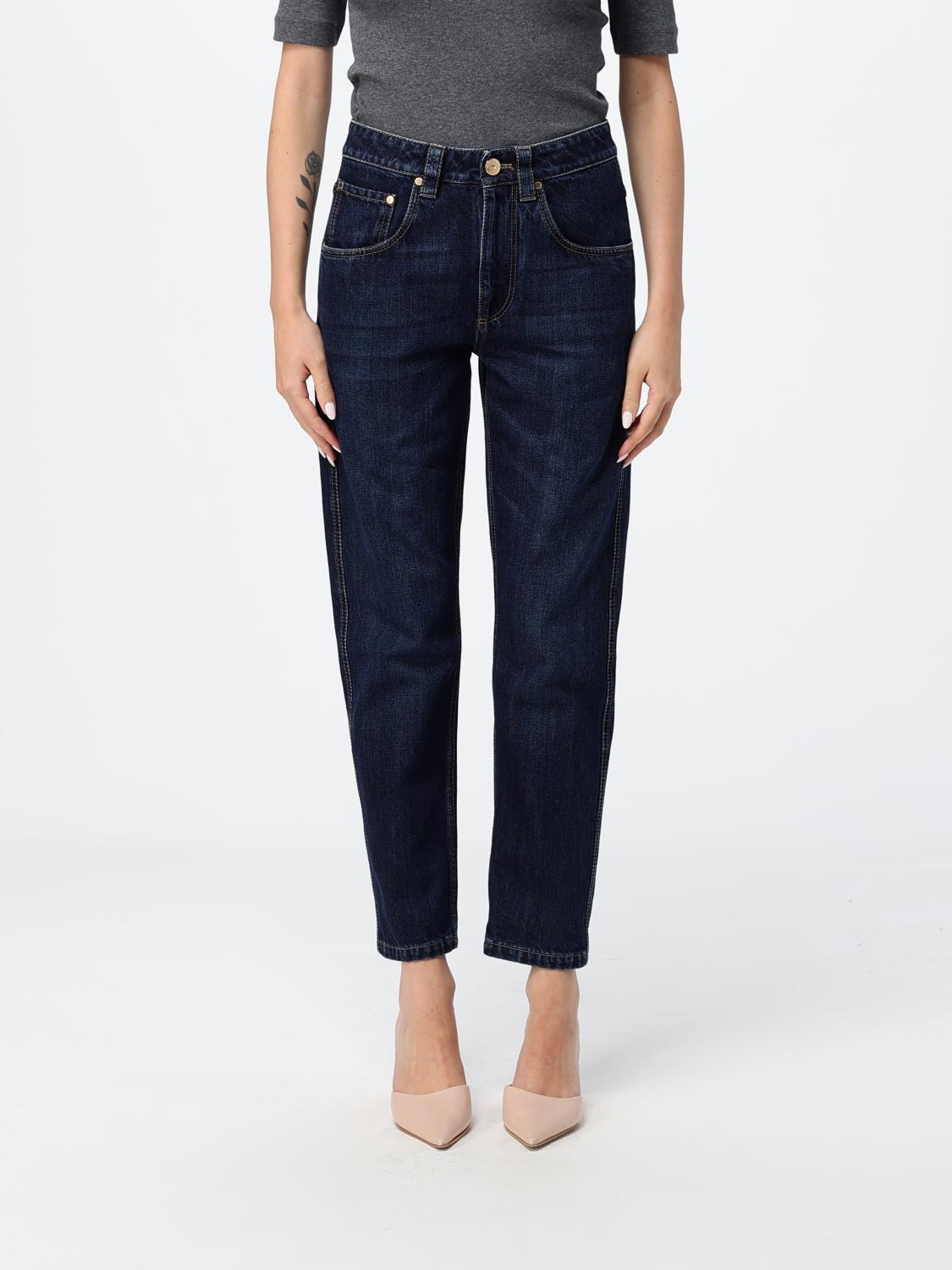 BRUNELLO CUCINELLI Jeans cropped in denim di cotone a vita alta e gamba dritta