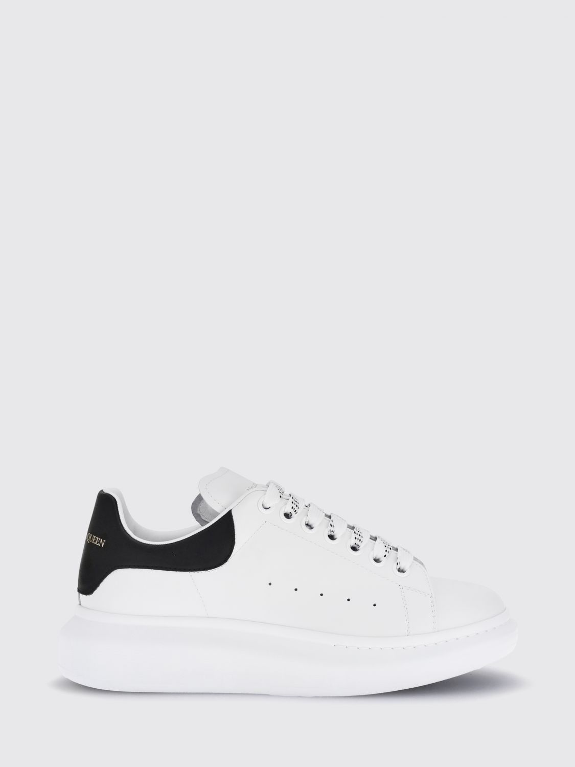 Mcqueen Oversize Calf Leather Sneakers with Suede Insert and Chunky Sole
