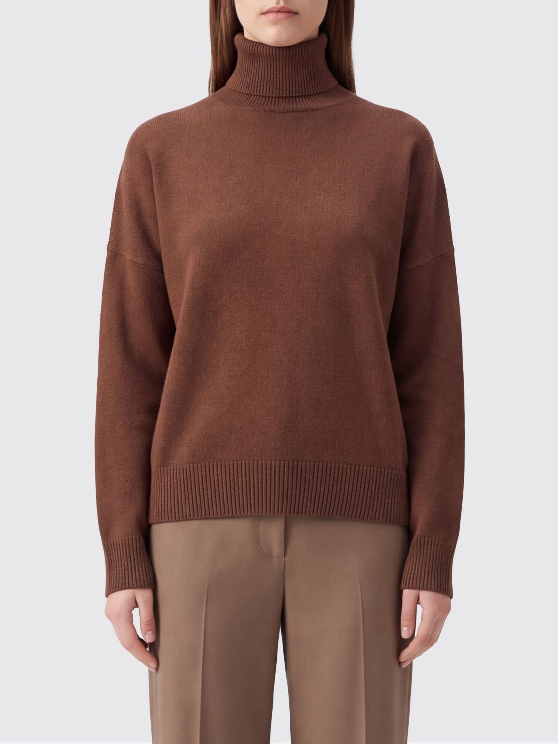 BRUNELLO CUCINELLI 100% Cashmere Long-Sleeved Turtleneck Jumper with Ribbed Trim
