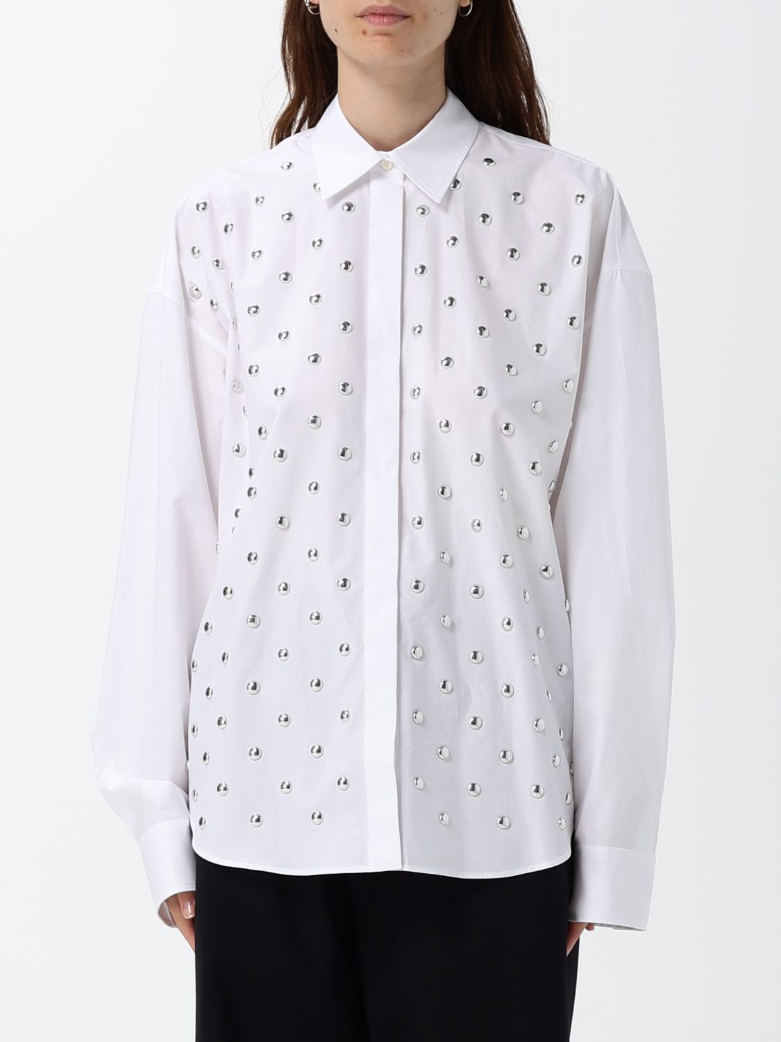 MSGM Camicia relaxed fit in popeline di cotone con borchie