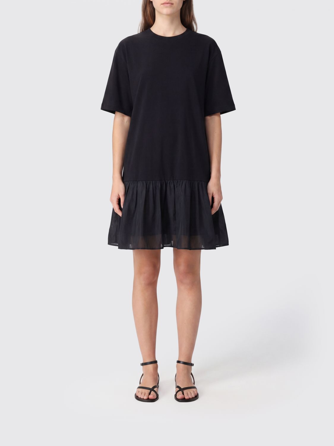 MSGM Abito a t-shirt in cotone con rouches
