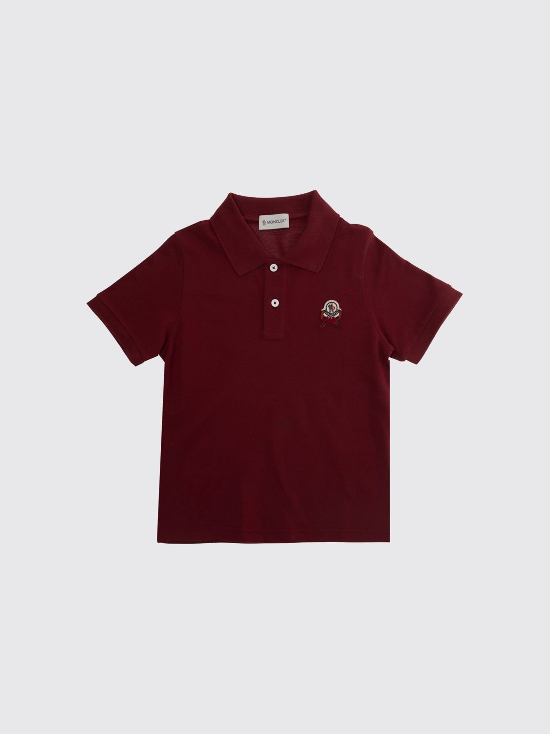MONCLER Boy's Cotton Polo Shirt with Contrast Logo Patch　MONCLER コントラストロゴパッチ付きボーイズコットンポロシャツ MONCLER