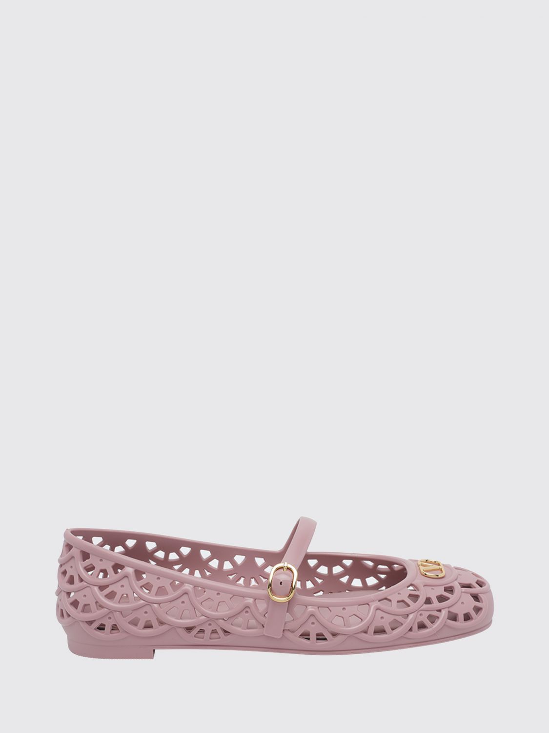 VALENTINO GARAVANI Ondette Perforated Rubber Mary Jane Ballet Flats with VLogo