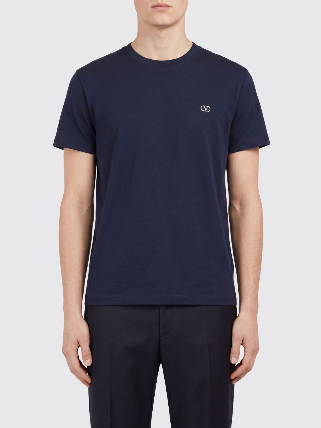 Valentino T-shirt in cotone con logo VLogo Signature a contrasto