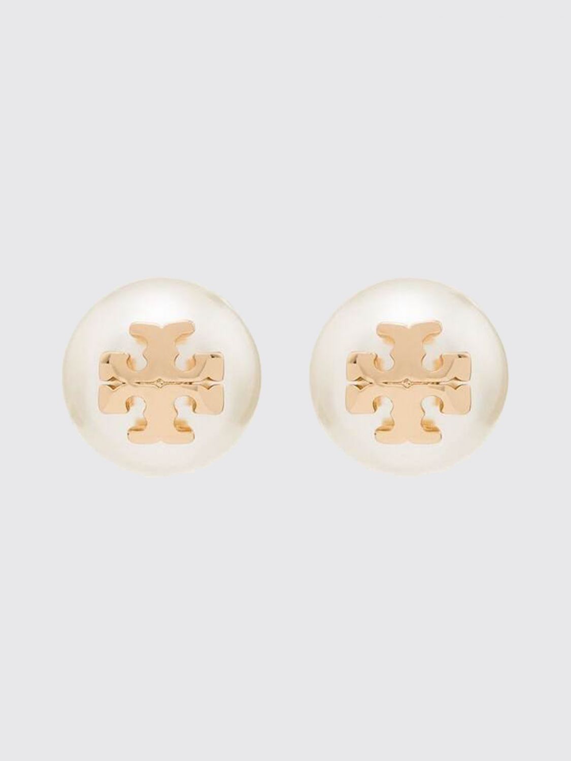 TORY BURCH Kira Stud Earrings with Faux Pearls and Double T Logo　TORY BURCH キラ スタッド イヤリング フェイクパールとダブル T ロゴ付き TORY