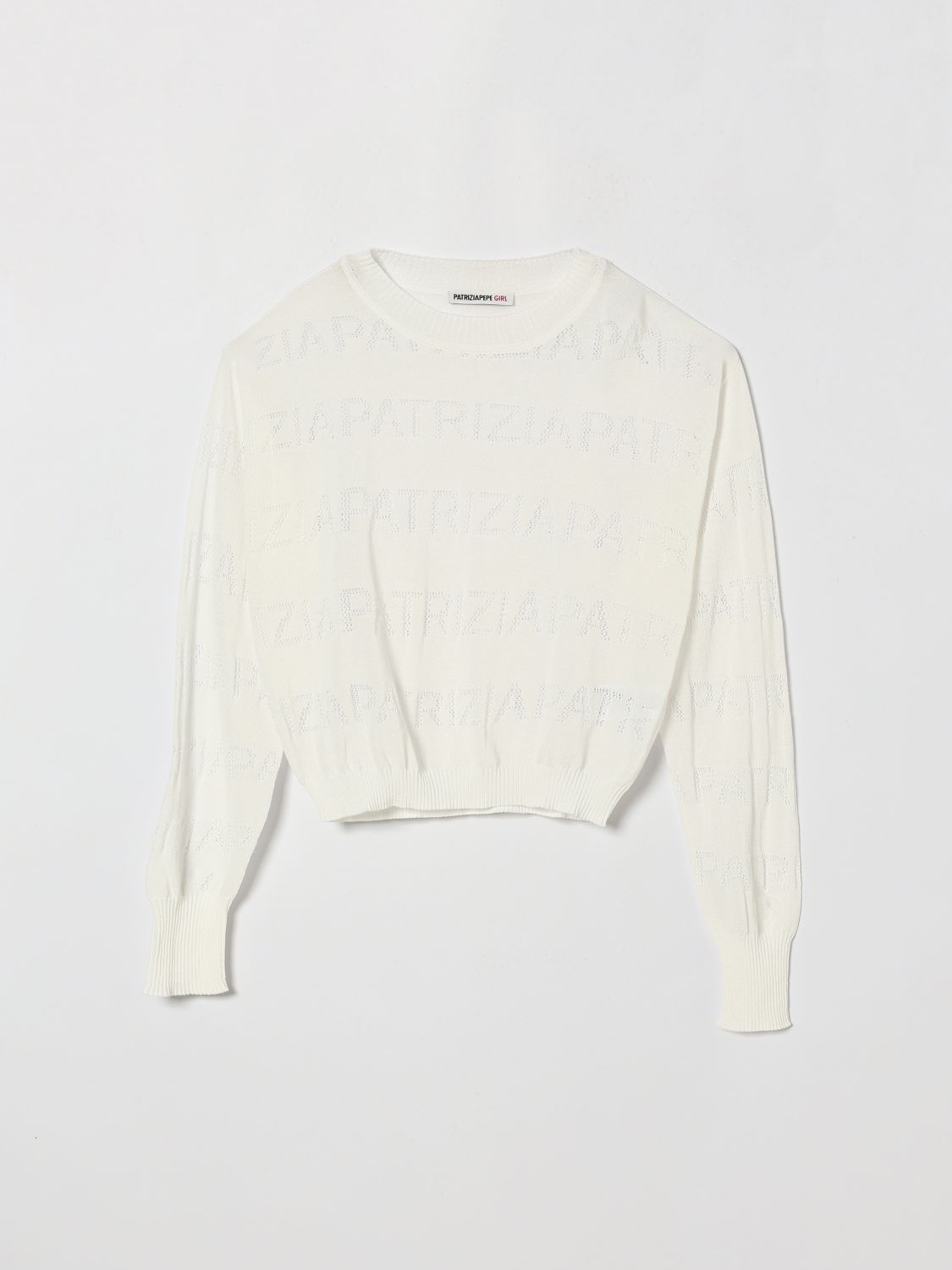 Patrizia Pepe Kids'  Girl's Dropped Shoulder Cotton Jumper In White