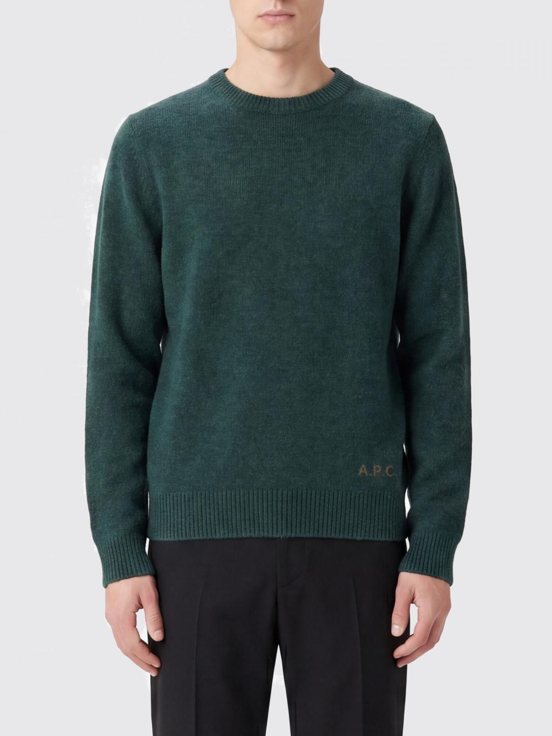 A. P.C. Maglia girocollo in pura lana con logo ricamato