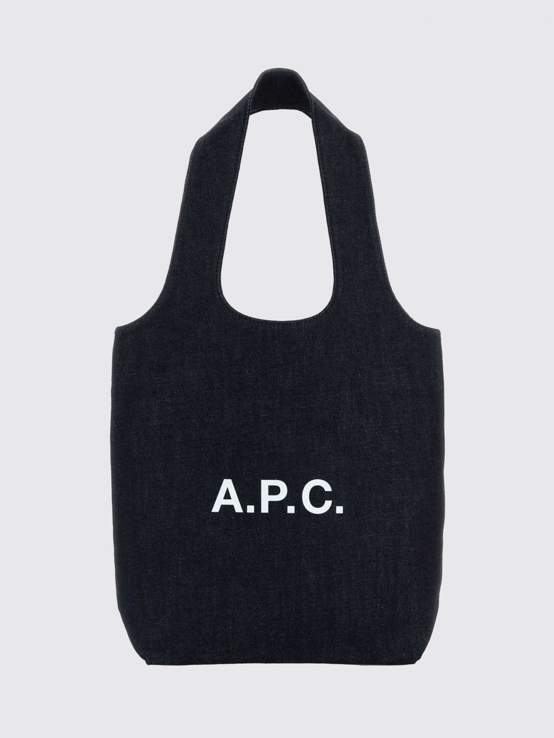 A. P.C. Ninon Small Tote Bag in Cotton Denim with Contrasting Printed Logo　A.P.C. Ninon スモール トートバッグ コットンデニム コントラストプリントロゴ付き A.