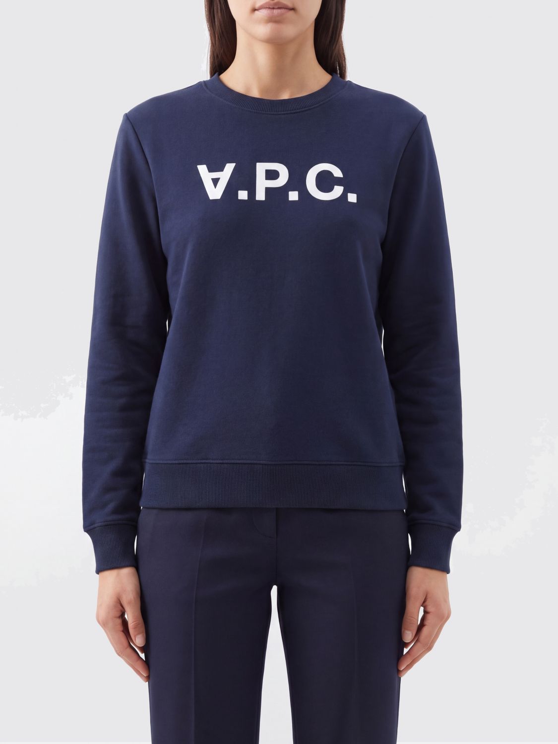 A. P.C. Crewneck Sweatshirt in Organic Cotton with Contrast Logo